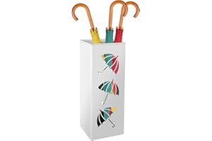 JOKAPY Metal Umbrella Holder, Free Standing Umbrella Stand Square Multifunction Walking Stick Holder Rack Decorative, Slim Umbrella Stand for Hallway Entryway Home Hotel Office Collocation Foyer（white）
