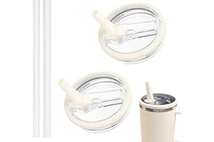 MPXEAVG 2 Tapa Stanley Anti Goteo, para Stanley Cup 40 oz Accesorios, Stanleycup Accesorios, con 2 Pajitas, Tapa Reutilizable (Beige)