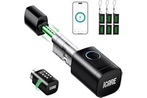 ICARE Serratura smart, Cilindro Serratura Regolabile 60-90mm (30/30, 45/45), Smart lock per la porta d'ingresso con RFID, App, Bluetooth, Tastiera, WIFI (da acquistare separatamente), Serratura a Codice Pin