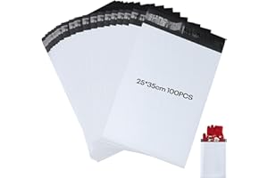 KOMABLEN 100 Pièces Enveloppe Plastique Expedition, 25x35cm Autoadhésive Emballage Colis Vinted, Opaque Imperméable Colis Vinted, Pochette Colis Enveloppe Colis pour Vêtements, Chaussures