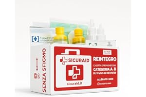 SICURAID Kit Reintegro Cassetta Pronto Soccorso Allegato 1 – Aziende 3+ Dipendenti – Conforme DM 388/2003 – Ricambi Completi Certificati per Kit Medico Aziendale – Senza Sfigmomanometro