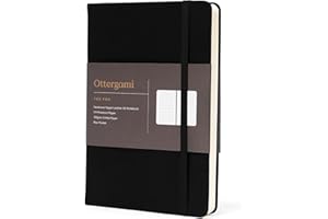 Ottergami Bullet Journal Notizbuch gepunktet - Hochwertiges, dickes Papier mit 150 g/m² und 144 Seiten - The Pro Notizbuch A5 dotted Bulletjournal mit Punktraster - Veganer Ledereinband