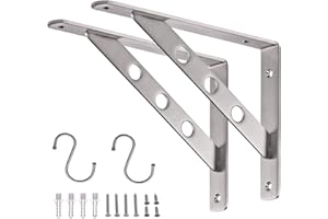 YUMORE Soportes para Estantes Pesados 250x180 mm Escuadras de Estanterías Acero Inox Soportes Estantes Triangulares Montaje en Pared Resistente Estantes Soporte, con Tornillos, Carga Máx 150Kg, 2Pcs