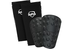 SoPro parastinchi calcio adulto e parastinchi calcio bambino con Calzini - 158 x 110 x 5 mm - leggero, piccolo, antiscivolo, inodore & Made in Germany - Parastinchi piccoli, parastinchi mini