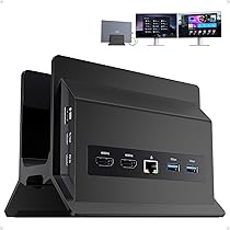 PULWTOP USB C docking station voor dubbele monitoren, verticale laptop docking station standaard met 2 HDMI