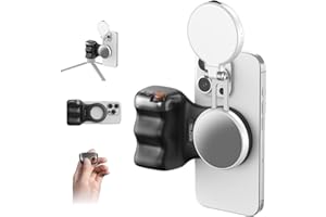 TELESIN Fun Shot Magnetischer Handy-Kameragriff (Schwarz) + C03 Magnetisches Selfie-Licht (Weiß) Set, Kompatibel mit iPhone Magsafe & Android, Creator Kit für Selfies/Fotografie/TikTok/Zoom-Anrufe