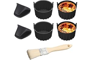 KASLAIDER Muffin Friggitrice Ad Aria, Stampo per Uova per Friggitrice Ad Ari, Stampi per Uova ad Acqua in Camicia Confezioni di Pirottini Muffin Riutilizzabili per Budini, Uova, Focaccine, Cupcake, Set di 7
