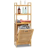 Digithome Bambu Kirli Sepetli 3 Raflı &Ccedil;ok Ama&ccedil;lı Banyo D&uuml;zenleyici &Ccedil;amaşır Sepeti Organizer DB-0002