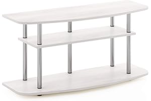 Furinno Frans Soporte Niveles Turn-N-Tube, Unidad TV de hasta 46 Pulgadas, Madera de ingeniería Metal, Blanco Roble, 3-Tier