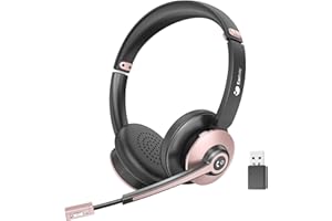 Earbay Wireless Headset, Bluetooth Headset with Microphone, Wireless with Noise Cancelling Microphone & USB Dongle, 26 Hours Working Time for PC/Laptop/Zoom/Call Center/Office