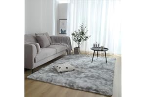 Tinyboy-hbq Area Rugs Fluffy Bedroom Carpets Anti-Slip Living Room Rug Shaggy Home Decor Rugs Soft Kids Room Floor Mats Large for Hallway Bedroom (Gray white, 80 x 200cm)