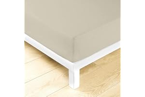 LARA MORADA - Lenzuolo sotto con Angoli Matrimoniale Elasticizzati, 100% Cotone, Made in Italy, Tinta Unita, per Letto Matrimoniale 2 Posti, 180cmx200cm + 25cm, Panna