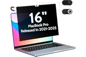 Peslv Privacy Screen MacBook Pro 16 Inch (2021-2023, M1, M2, M3) -A2991/A2485/A2780, Magnetic Removable Matte Anti Blue Light Glare Filter 16inch Privacy Screen Protector for Mac Pro 16.2" Laptop
