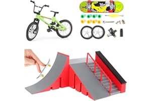 QINIFIFY Finger Skateboard Rampe Set, Mini Fingerboard Skatepark Kit DIY Finger Skate Metall Finger Fahrrad Miniatur Mountainbike Spielzeug mit Ersatzrädern und Werkzeug für Kinder