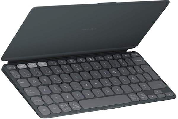 Logitech Keys-To-Go 2, teclado Bluetooth portátil para tablet, tapa integrada, teclado inalámbrico estilizado y compacto para Windows, Android, Linux, iPad, iPhone, Mac, Apple TV, QWERTY ESP - Grafito