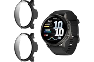Funrae Hülle Kompatibel mit Garmin Venu 4 45mm [2 Stück], PC Gehäuse mit Hartglas Displayschutz Schutzhülle Vollschutz Kratzfest Ultradünner Puffer Schutz Case - Schwarz