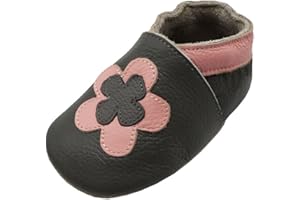 YIHAKIDS Krabbelschuhe Baby Lauflernschuhe Lederpuschen Hausschuhe Jungen Mädchen Mokassins Weicher Leder Babyschuh mit Wildledersohlen Kleinkind rutschfeste Lederschuhe Baby 0-3 Jahre