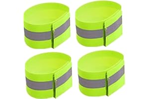 MOHITO Reflectante Banda Seguridad，4 Piezas Brazalete Reflectante Bandas Reflectantes Pierna Elásticas Bandas Reflectantes Brazalete Alta Visibilidad para Correr Caminar Ciclismo Casi Seguridad al Aire Libre