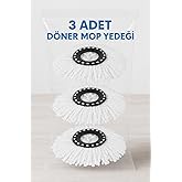 Nistabolje D&ouml;ner Başlıklı Mop Yedeği 3 L&uuml; Set Mikrofiber D&ouml;ner Paspas Yedek