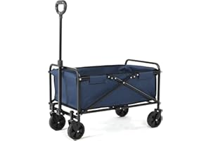 Novonova Bollerwagen Faltbar Handwagen mit verstellbare Griffe transportwagen klappbar Breite Reifen bis 80 kg Tragkraft strandwagen, SY-FW003 (Blau)