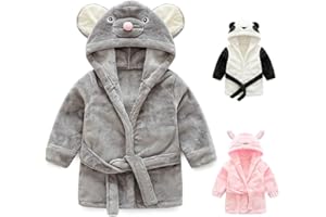 WOXIHUAN Peignoir de Bain Enfants à Capuche en Forme d'animal Châle Imprimé de Dessins Animés Peignoir pour BéBé Robe de Chambre Sortie de Bain Garçons Filles Vêtements de Nuit Chapeau avec Oreilles