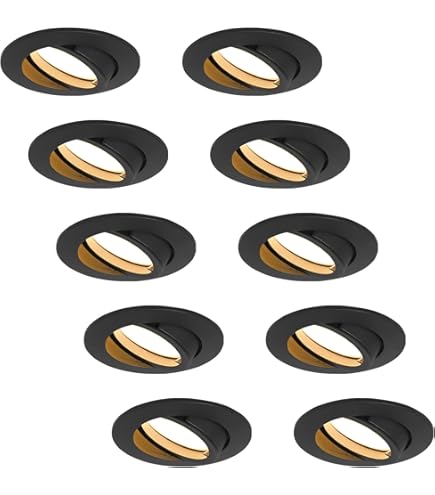 LED Recessed Spotlights, Rotatable, 230 V, Dimmable, 5 W, Black, Warm White, 3000 K, 3 Levels Dimmable Spotlights, Ceiling Light, 68 Mm, Ultra Flat
