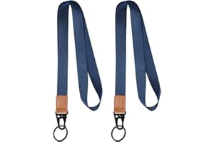 Vicloon Smycz na szyję, 2 szt. smyczy, skórzana smycz na szyję, poliestrowy pasek na szyję z klamrą olecranon, zdejmowane smycze do uchwytu na identyfikator, klucze, telefon