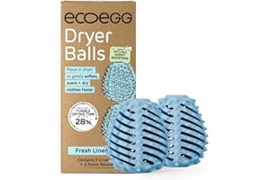 Ecoegg Dryer Balls | Fresh Linen | Reduces Drying Time | Tumble Dryer Balls Replacement | Freshens and Softens Clothes | Hypoallergenic | 2 Eggs | Scent Boosters