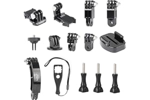 HSU Grab Bag Podstawowy zestaw do montażu kamery GoPro, mocowanie klamry szybkiego zwalniania, ramiona przedłużające, uchwyt na statyw, adapter kamery 1/10.2 cm i śruby skrzydełkowe (14 w 1)