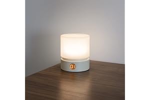 Smilodon Timer Night Light, White, Small LED Bedroom Lamp, Bedside Table Lamp, Night Light Kids, Dimmable, Battery Operated, Warm Mood Light Color