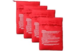 VASANA Kartoffelbeutel für Mikrowelle, wiederverwendbar, in nur 4 Minuten, Rot, 4 Stück