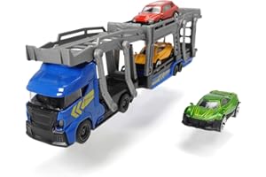Dickie Toys 203745008 Car Carrier Transport pour 3 Voitures + 3 Jouets 2 modèles différents Longueur 28 cm pour Enfants à partir de 3 Ans Multicolore