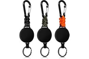 WONWOOD_DIRECT Porta badge retrattile, portachiavi retrattile 3 pezzi, porta badge retrattile filo acciaio, portachiavi allungabile badge holder per insegnante, medico, infermiere (nero+arancio+verde)