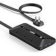 Anker Flat Plug Power Strip 300J, USB C Power Strip, 10-in-1 Ultra Thin Power Strip with 6 AC, 2 USB A and 2 USB C Ports,5feet Extension Cord, Desk Charging Station,Home Office College Dorm - Black