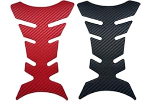 PBAHAUP Tankpad, 2 Stück Tankschutz Motorrad-Aufkleber, 3D Motorrad Tankschutz, Tankschutz Tankaufkleber für Motorrad, für Motorrad Tankschutz, Lackschutz, Kohlefaser, Schwarz, Rot