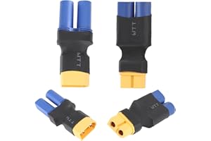 ANRBB 4 adaptadores XT60 a EC5, convertidor de corriente inalámbrico para batería de Lipo RC, Drone, modelo de coche, batería de avión, incluye conector XT60 macho a hembra EC5 y conector XT60 hembra a