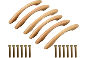 POSIONKS JUN-H 6 Pcs Tirer la Poignée Du Cabinet Poignée Bouton Pour Meuble Porte Placard Tiroir Garde-Robe En Bois Arc En Forme De Poignée 128mm (Jaune)