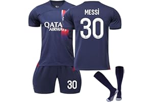 YIWAWQIAN Maglia Bambino Maglia da Calcio PSG Numero 7, 10, 30 Set da Calcio con Maglietta Pantaloncini e Calzini Completo PSG Kit Allenamento Calcio Maglie da Calcio per Bambino e Adulti Tuta Calcio Bambino