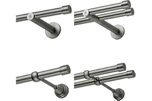 MDEKOR Gardinenstange 19mm 1-läufig/2-läufig Antik Stahl 120-600cm (Antik Stahl, Endkappe, 2-lauf R, 320 cm)