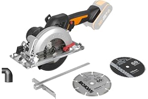 WORX WX531.9 Sierra circular brushless 20V, WORXsaw XL, disco 120mm, cuerpo delgado, ajuste rápido de profundidad, cortes precisos en madera, sin batería ni cargador, PowerShare