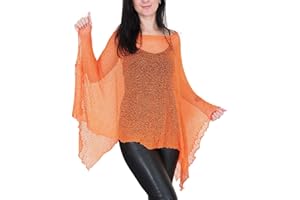 IKAT Poncho holgado para mujer, encaje de crochet