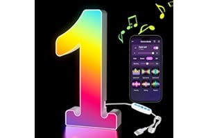Kangtaixin Numéros Lumineux LED, Chiffres Lumineux RGB, App Controllo Lumières Numéros Deco Opérateur à USB, Décoration et Ambiance pour Anniversaire, Fête, Mariage, Vacances, Maison, Bar - Numéros 1