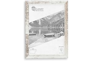 Clamaro 'COLLAGE' Cornice 20x27 fatto a mano | Bianco Antico | moderna cornice rettangolare in MDF con vetro acrilico, pannello posteriore e gancio (in formato orizzontale e verticale)