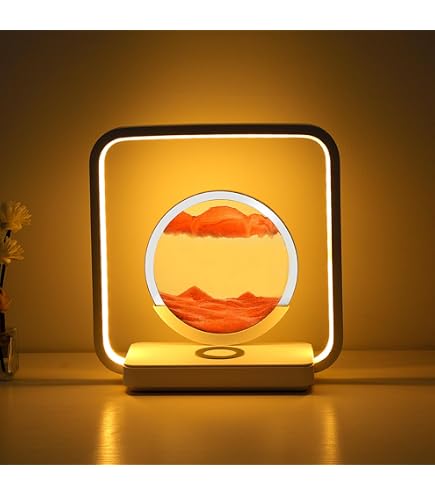 Lampada artistica a LED con sabbia astratta, timer rotante, corazione con paesaggio sabbioso, corativa per soggiorno｜Homary