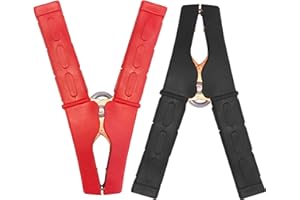 JatilEr 2 Stück Krokodilklemmen, 500A Batterieklemmen für Autobatterien Reines, Groß Batterie Ladegerät Klemmen Kupfer Isoliert Starterkabel Klemmen mit Isoliermantel für Autobatterien Starthilfekabel