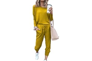SotRong Women's 2 Piece Long Sleeve Tracksuit Loungewear Set Plus Size Crew Neck Sweatshirt and Drawstring Baggy Jogger Pant