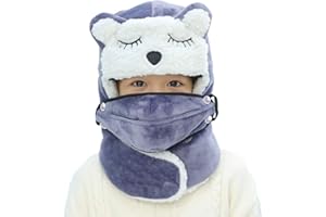 IPENNY Chapeau Hiver Enfant Bonnets Bébé Chapka Fille Garçon Casquettes Ski Sport Amovible Chaude Earflap Automne Haut de Gamme Cyclistes Randonnée Capuche Anti Vent Neige Froid Mignon Épaissir Noir