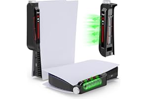 Auarte Ventilador de refrigeración para PS5, para PS5, con 3 niveles regulables de turbo y puerto USB, para consola Playstation 5 Disc/Digital Edition, color negro