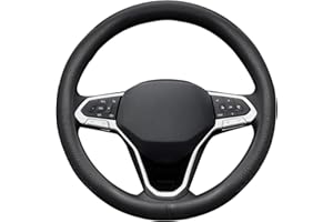ZATOOTO Pokrowce na kierownicę samochodową, cienkie, antypoślizgowe ochraniacze na kierownicę ze skóry syntetycznej, miękkie i oddychające, uniwersalny rozmiar M 37-38 cm, czarne