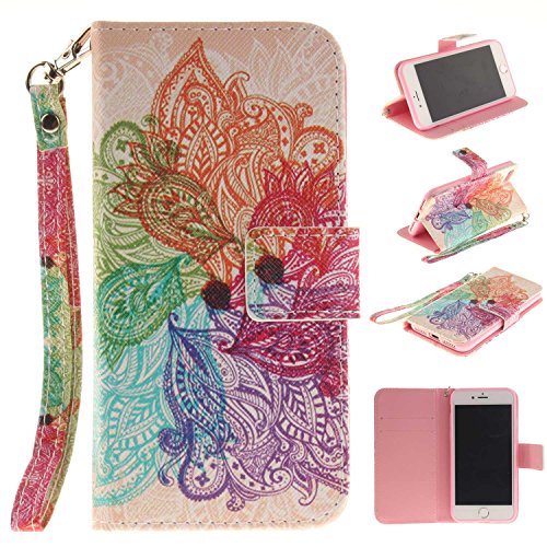 iPhone 8 Case, BRAVODE®[ Magic ] iPhone 8 Wallet leather Flip Cover Case. [Fashion] [Stand Function/ Card Slot / Magnetic Closure] iPhone 8 Case, iPhone 8 Premium PU Leather Flip Folio Wallet Cover Case for Apple iPhone 8 –Rainbow flower